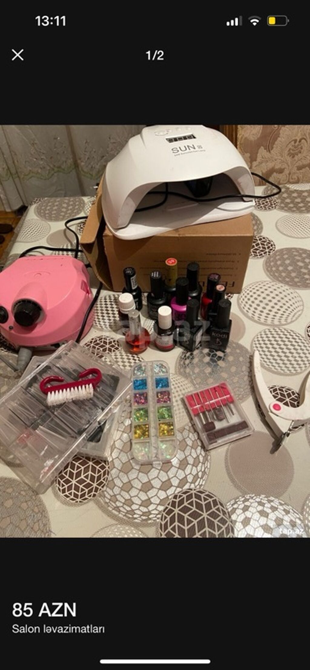 Manikür üçün tam dəst – salon ləvazimatları Komplektin tərkibi: - SUN