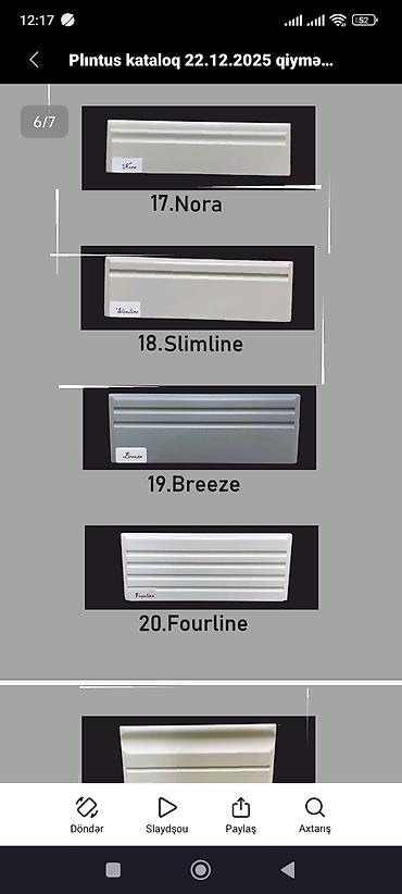 Plintus kataloqu – dekorativ döşəmə plintusları Model çeşidləri: 1 - şəkil 2