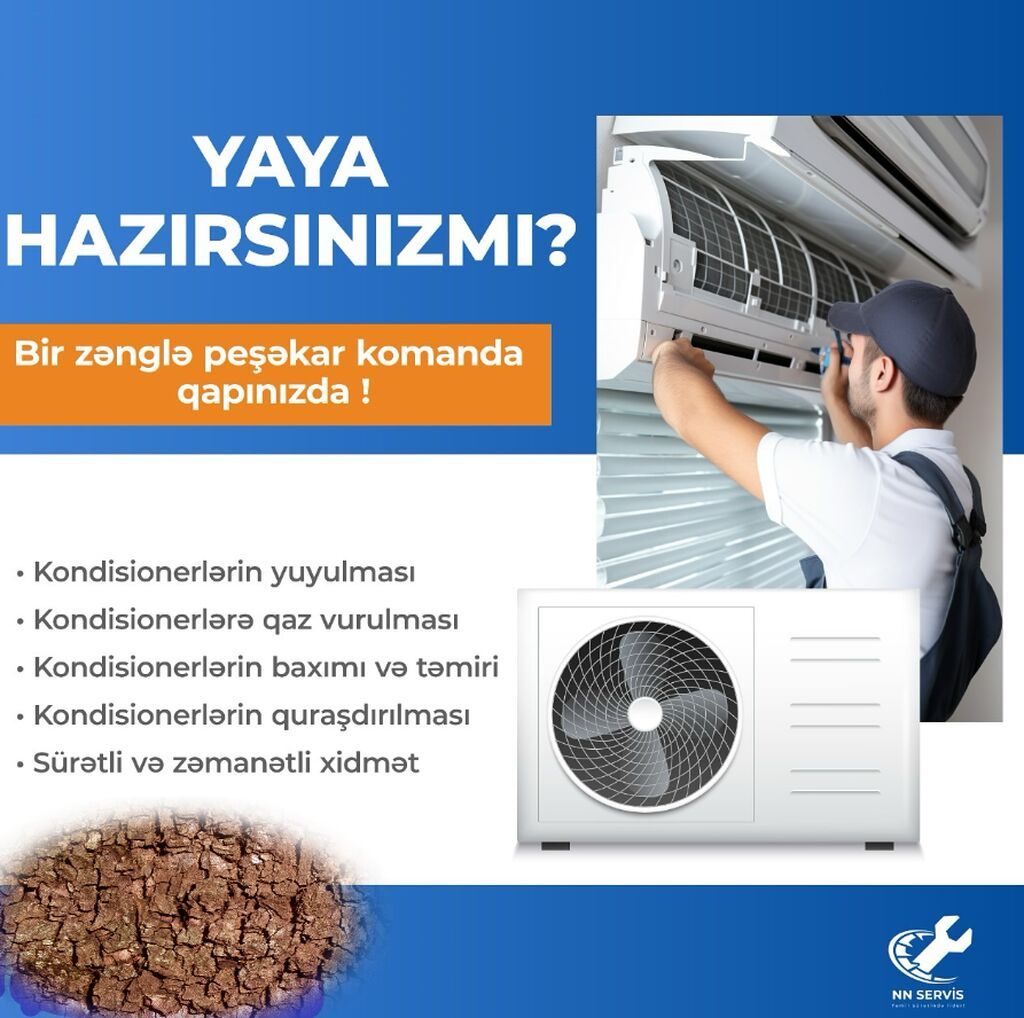 Təmir, Split kondisionerlər, Təmizləmə, Zəmanətlə, Pulsuz diaqnostika