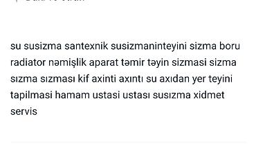 Endirimli Zəmanətli. Su sızmasının təyini və təmiri xidməti Xidmət - şəkil 5