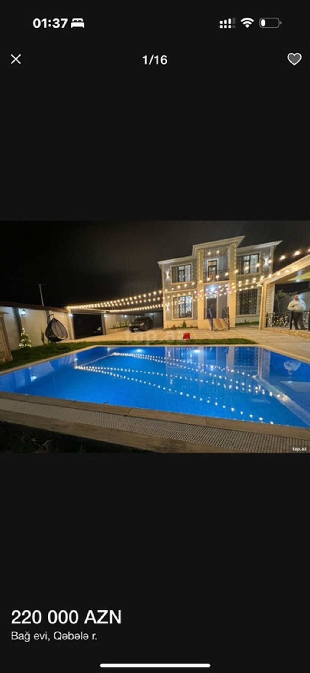 Qəbələ r-nunda yerləşən geniş həyətli bağ evi. Xüsusiyyətlər: - İki