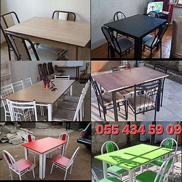 Yeni, Dördbucaq masa, 4 stul, Açılmayan, Stullar ilə, Taxta, Azərbaycan - şəkil 3