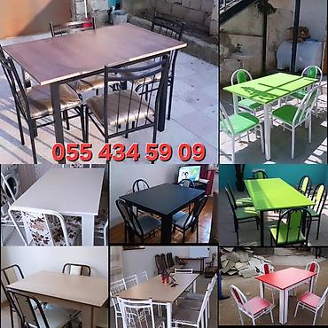 Yeni, Dördbucaq masa, 4 stul, Açılmayan, Stullar ilə, Taxta, Azərbaycan - şəkil 4