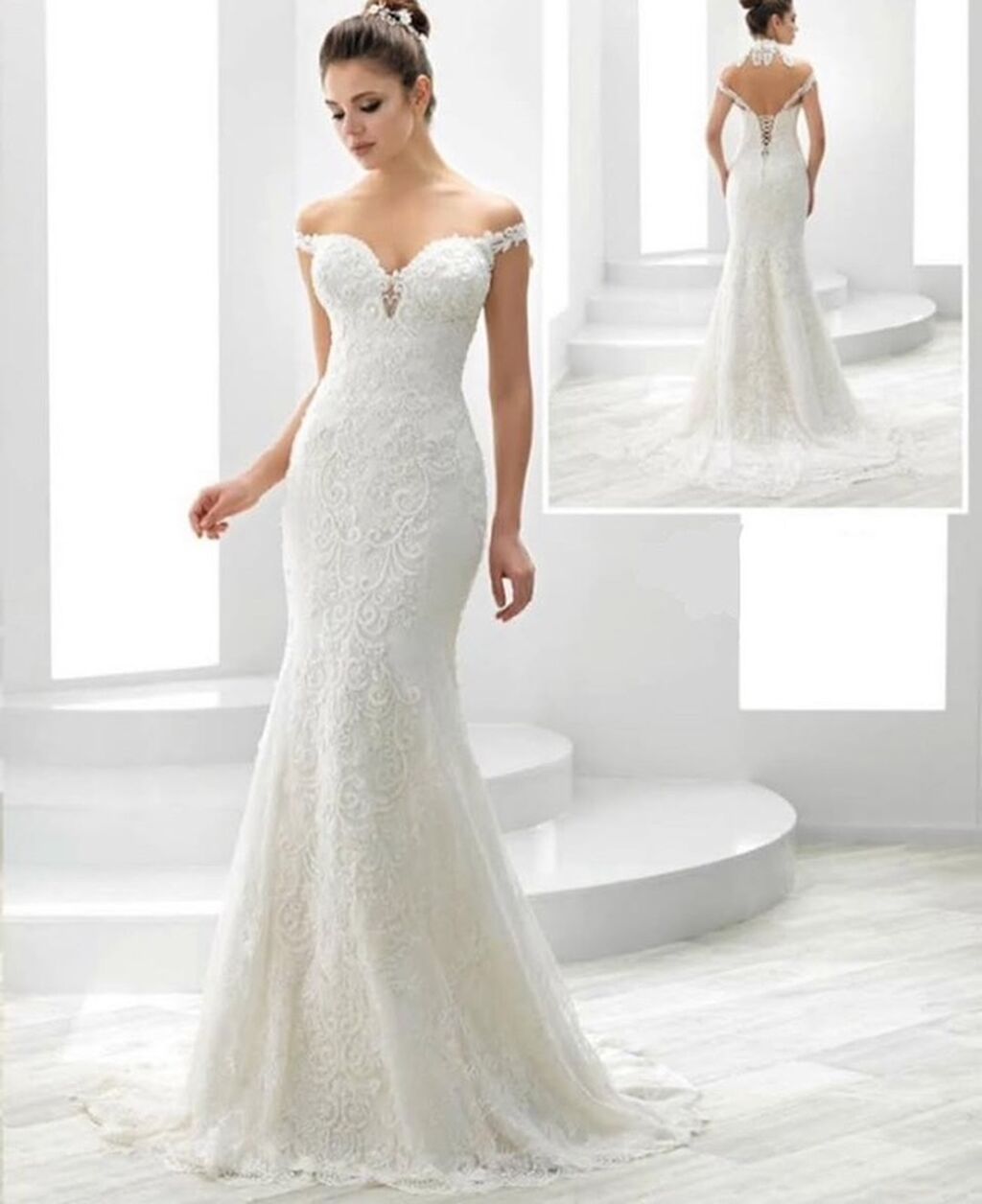 3 eded balıq form, krujeva detallı zərif gəlinliklər