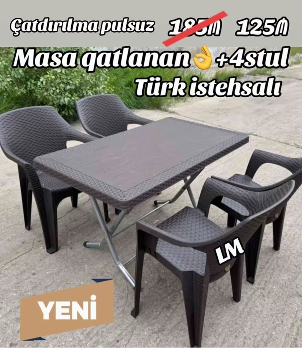 Türk istehsalı qatlanan masa və stul dəsti - Masa: qatlanan