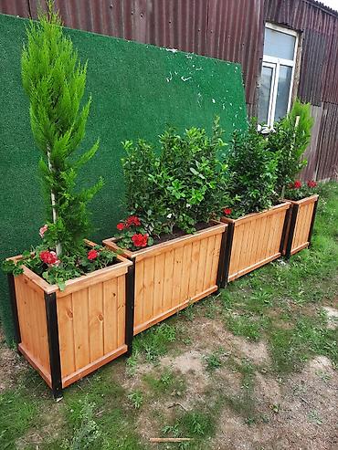 Açıq məkana uyğun taxta çiçək qutuları - Material: təbii şüşə kimi - şəkil 2