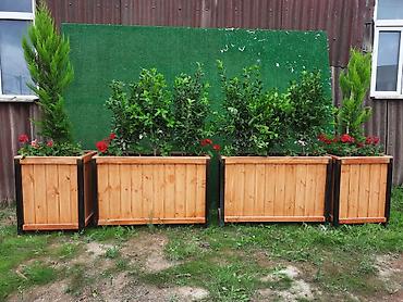 Açıq məkana uyğun taxta çiçək qutuları - Material: təbii şüşə kimi - şəkil 5