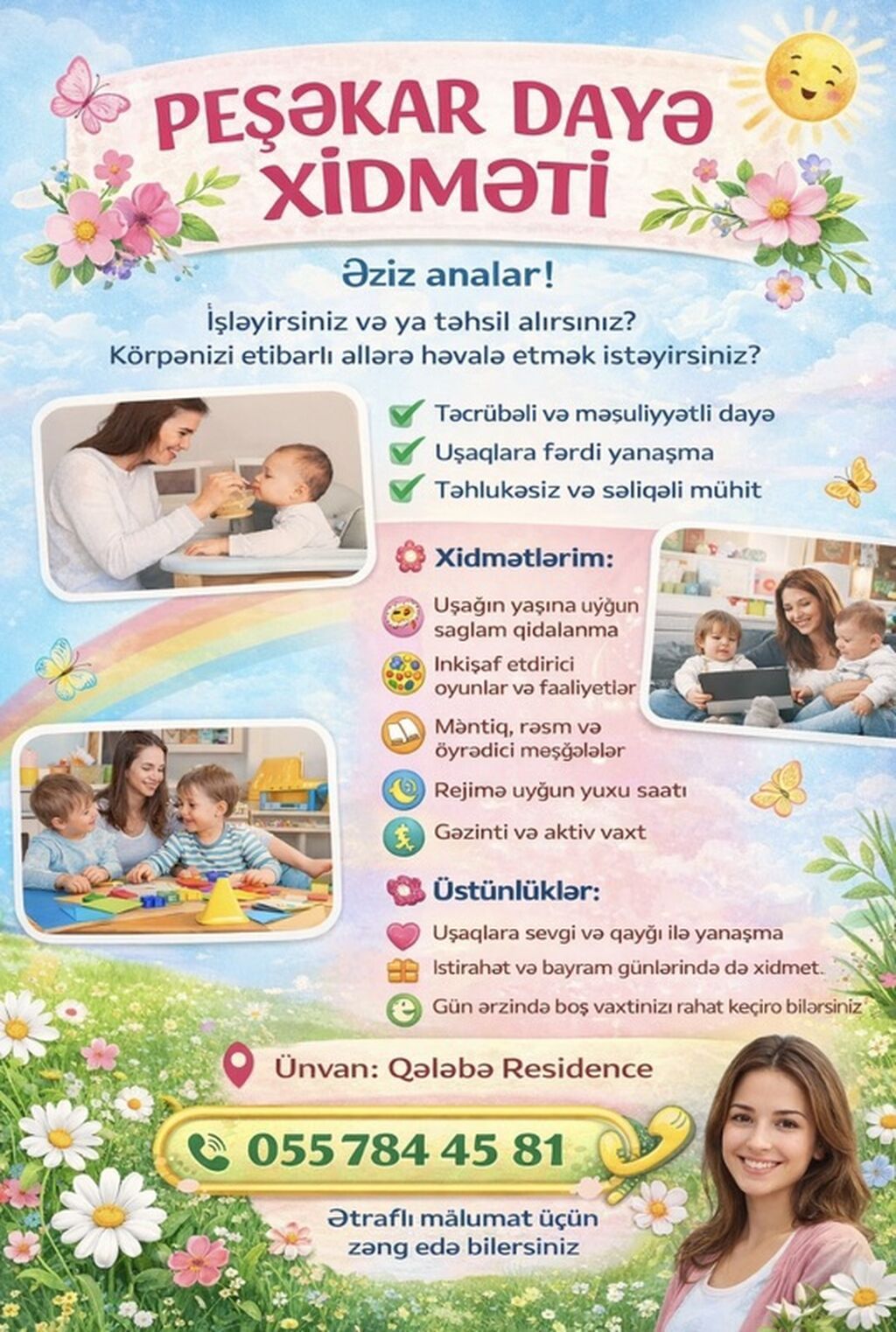 Peşəkar dayə xidməti Üstünlüklər:d - Təcrübəli və məsuliyyətli dayə -