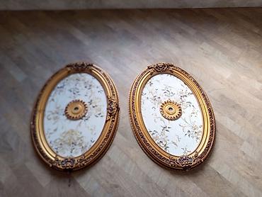 Barokko üslublu 2 ədəd oval tavan rozeti (lüstr üçün bəzək paneli) - - şəkil 3