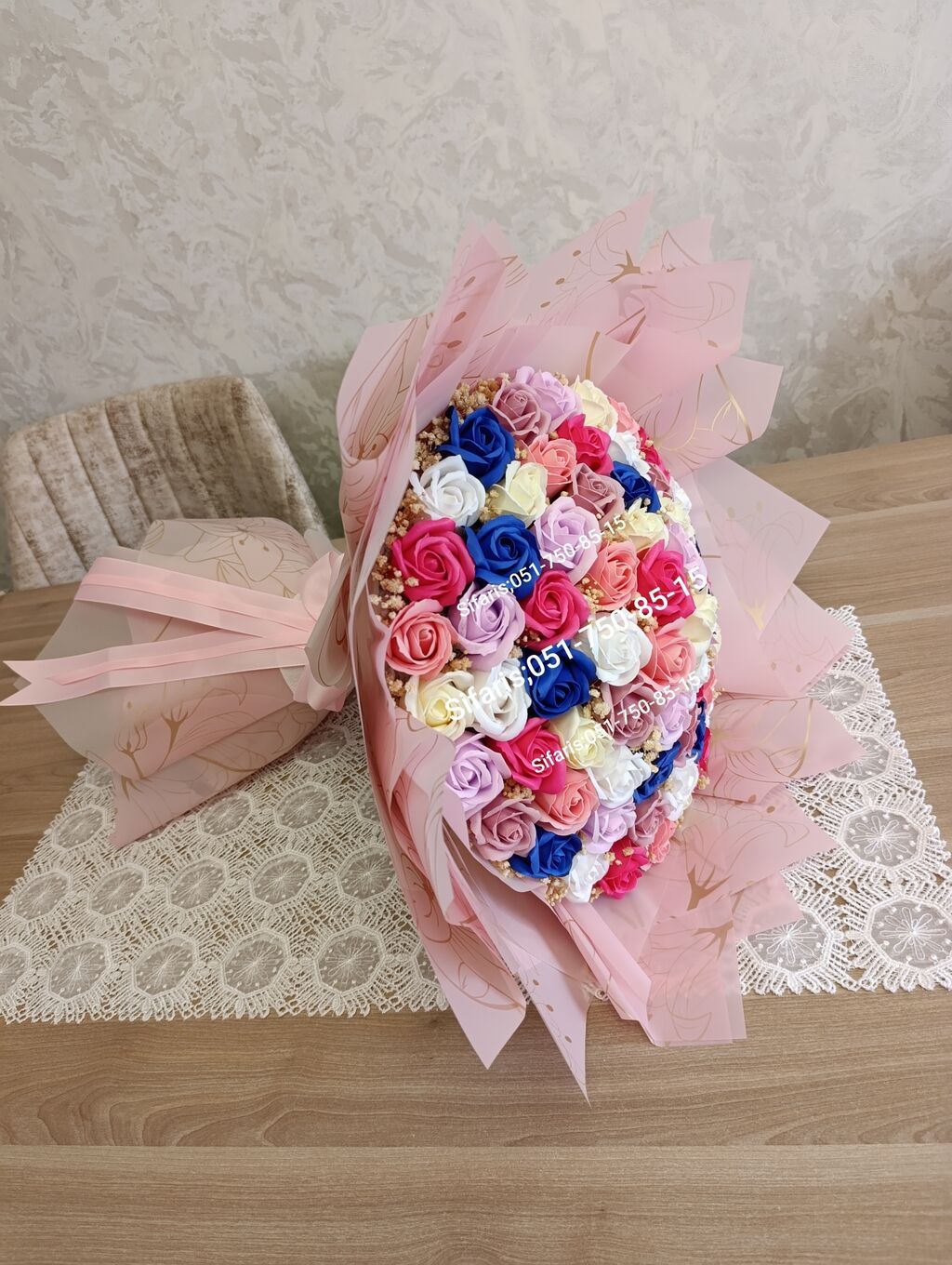 Gul buketleri sabun gullerden hazirlanir.Bir omur boyu solmayan,xarab