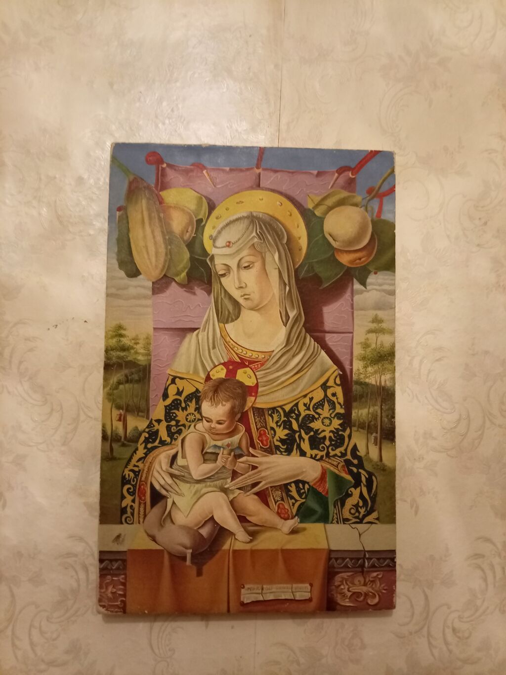 Rəsm tablo – dini mövzulu reproduksiya - Süjet: Ana və uşaq təsviri