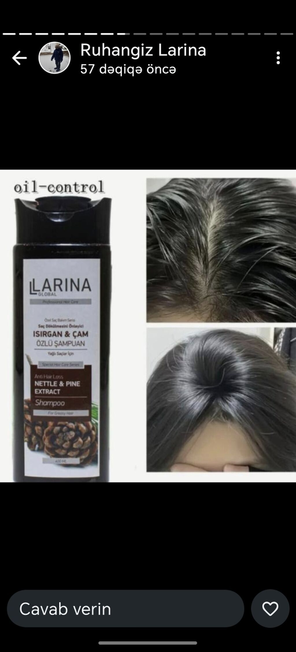 LARINA Global Isırğan və Çam özlü şampun – yağlı və tez yağlanan