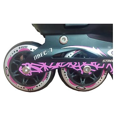 İnline konki – 4Sports Street Runner, qızılgül/çəhrayı detallı, qara - şəkil 5