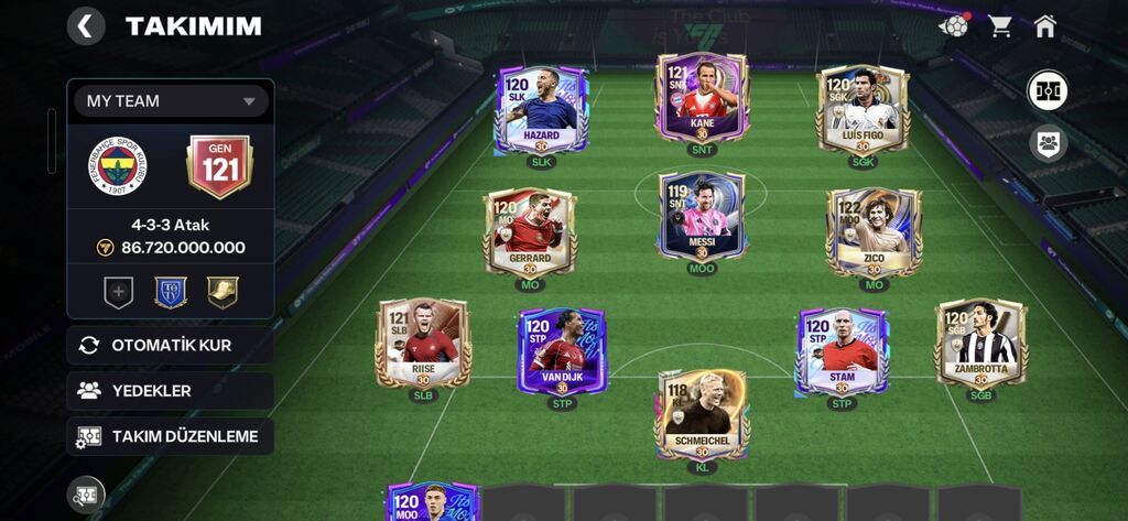 FC mobil hesabı – yüksək GEN-li komanda və zəngin kart kolleksiyası