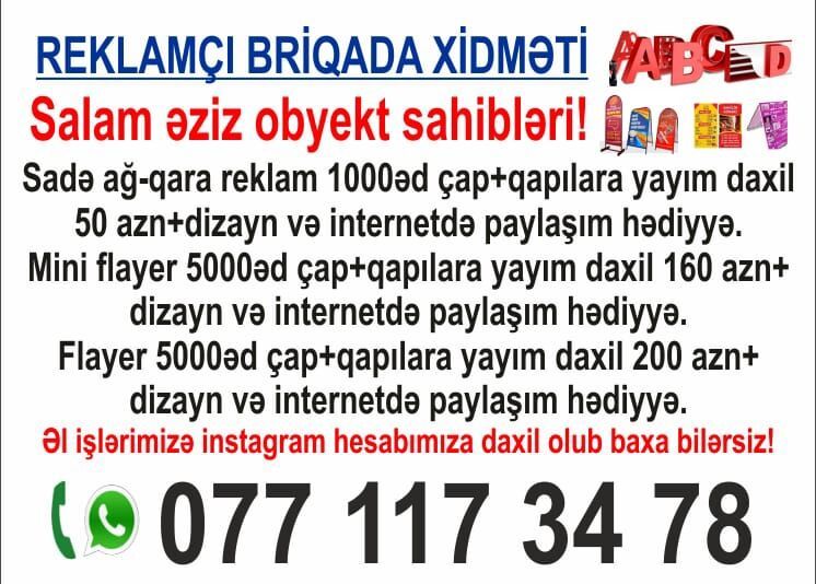 Flayer buklet yayımı vasitəsilə obyektinize müştəri yığa bilərsiniz