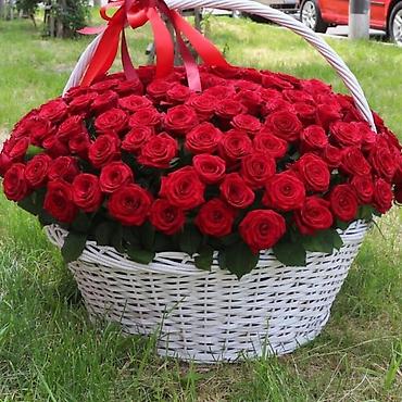 🔴 101 Qızılgul ad yazılması ilə birgə Səbət - 140₼ Orta ölçulü (2ci - şəkil 2