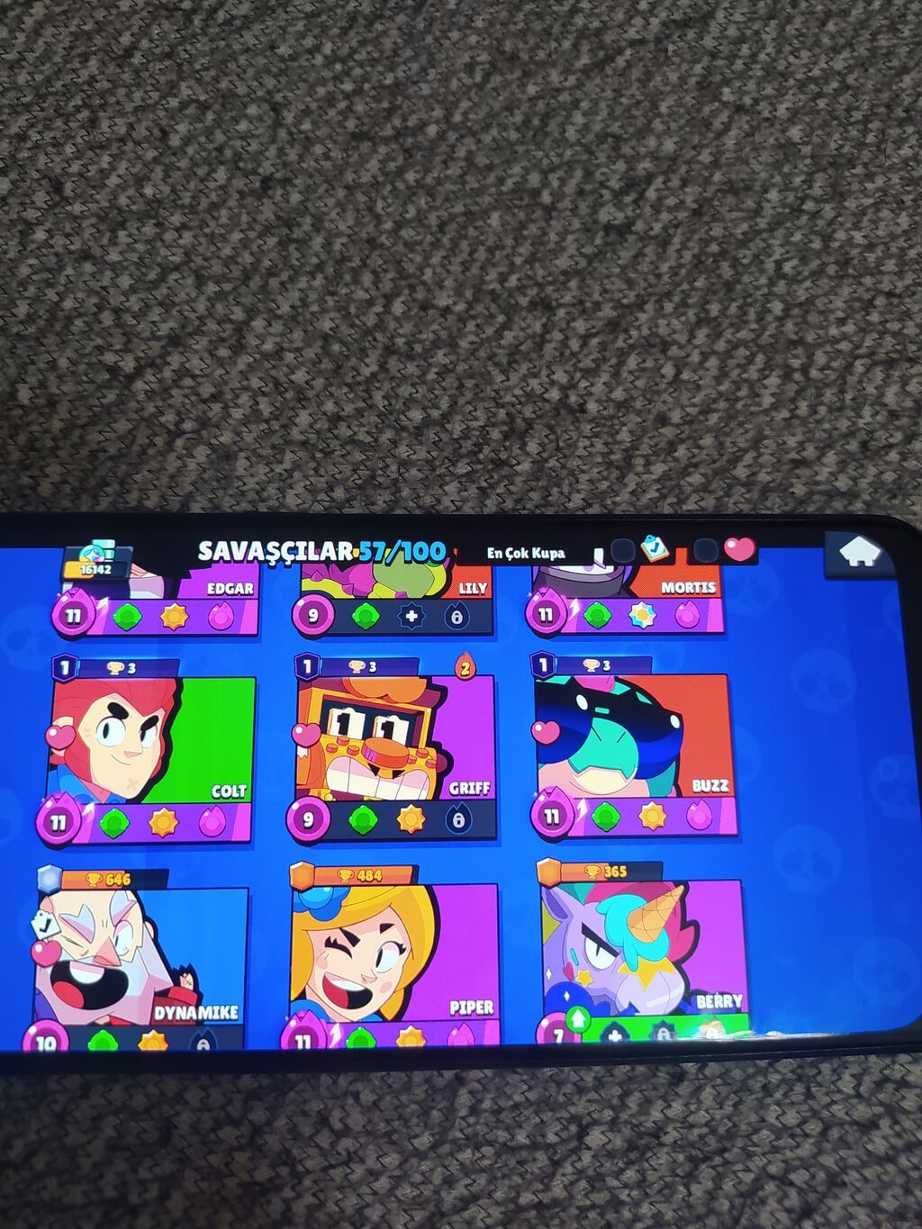 Brawl Stars oyun hesabı - Kupa sayı: 16 142 - Toplanan döyüşçü