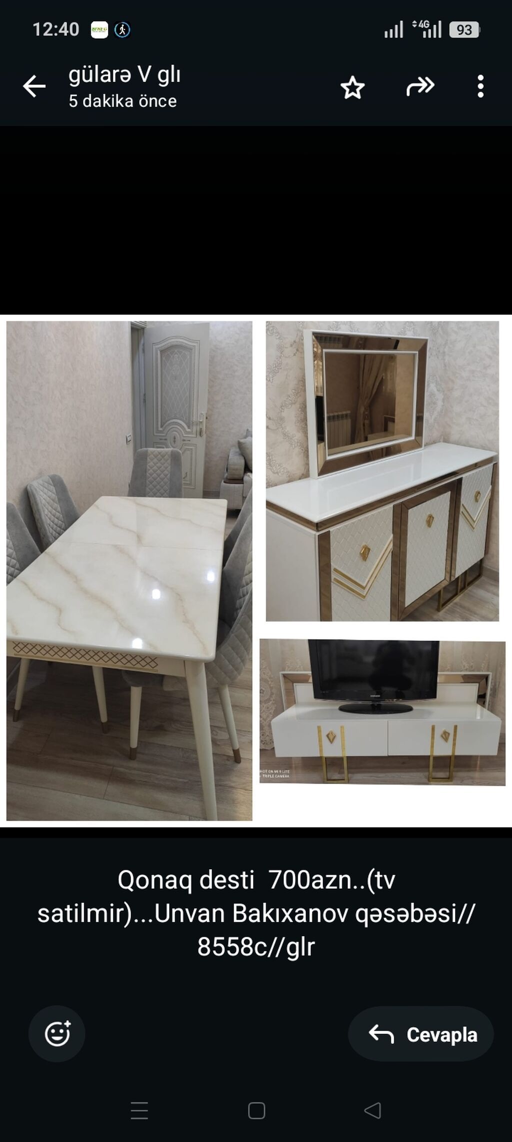 Qonaq desti 700azn. (tv satilmir). Unvan Bakıxanov