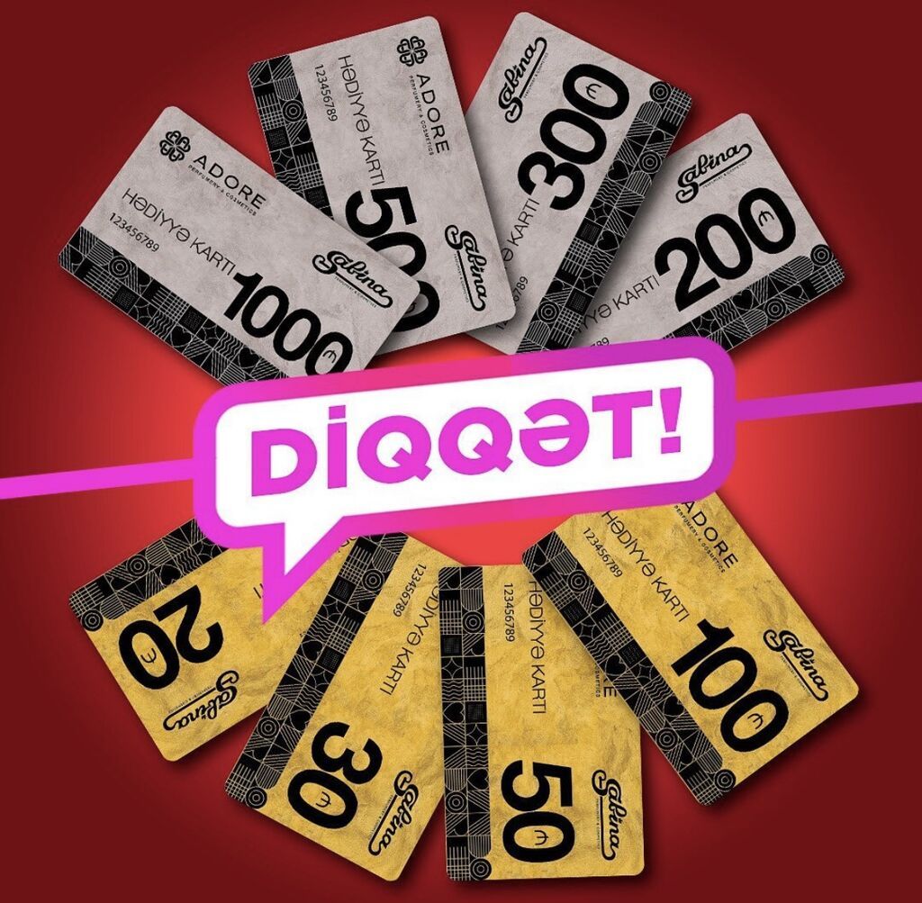 Adore ve Sabina hediyye kartlarinin asagi qiymetle satishi. 50 aznlik