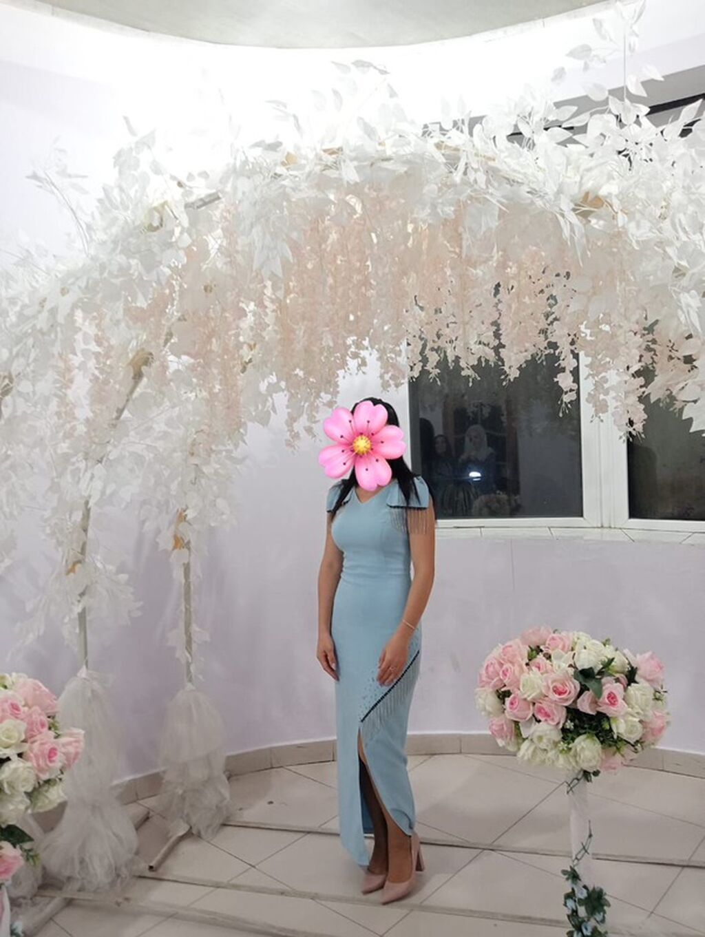 Mavi rəngli zərif ziyafət donu - Ölçü: 38 - Kəməri var - Model