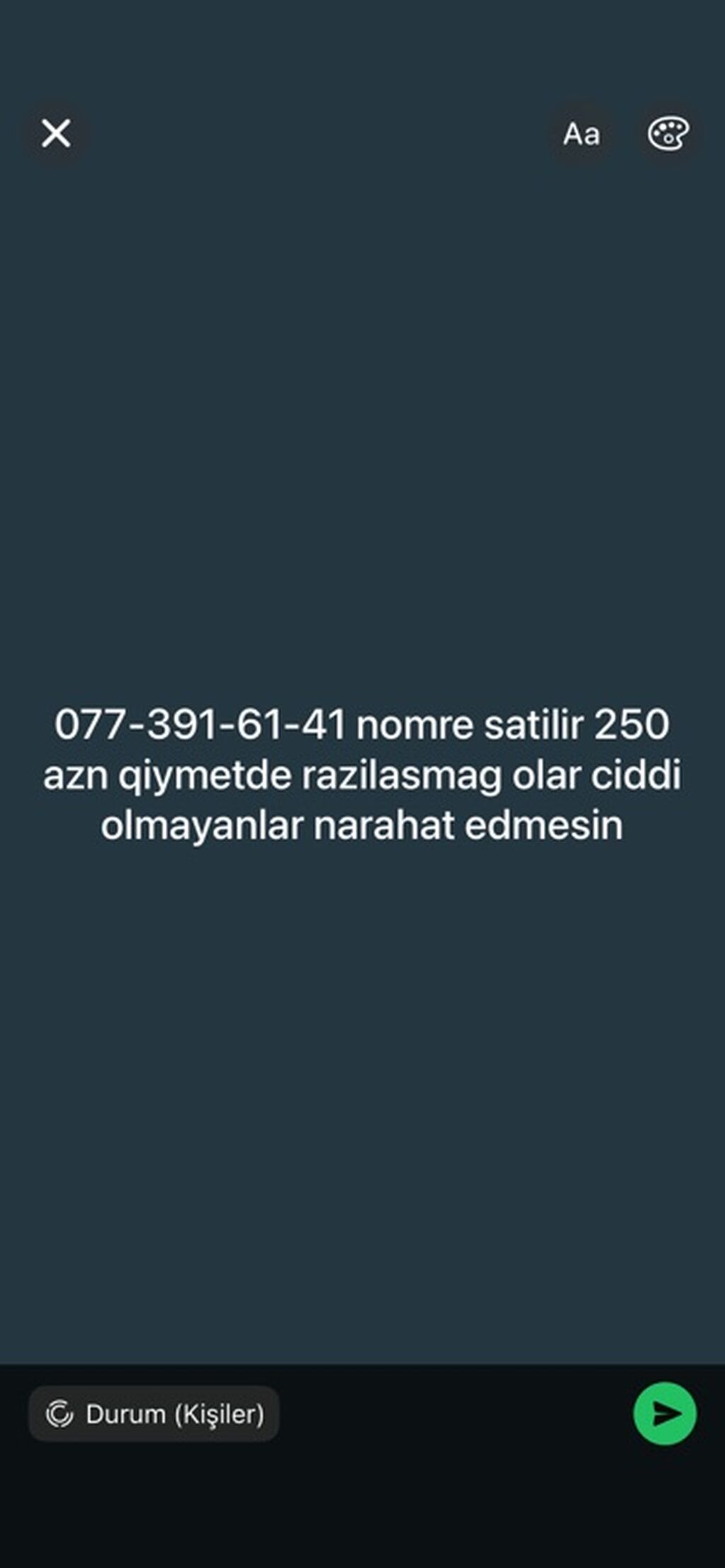 Nömrə: ( 077 ) ( 3916141 )