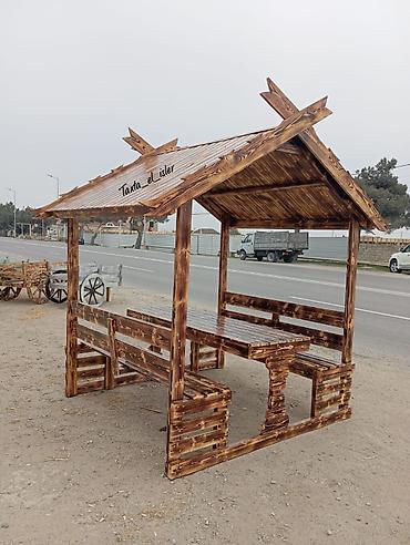 Dördbucaq masa, Açılmayan, Skameykalar ilə, Taxta - şəkil 4