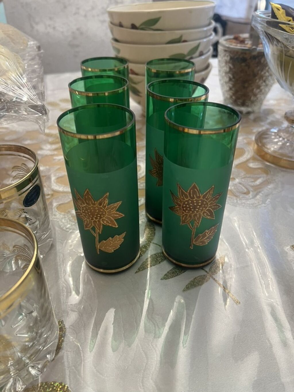 Stəkanlar, rəng - Yaşıl, Şüşə, 6 ədədli dəst