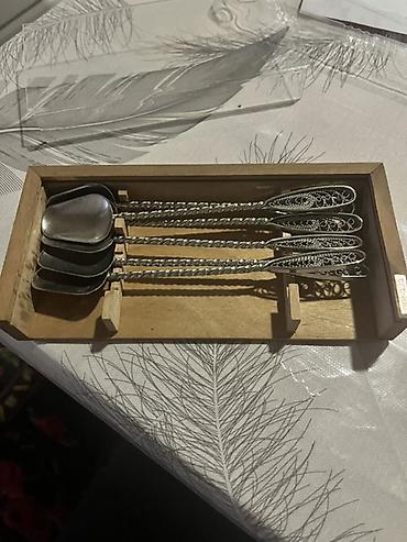 Gümüş rəngli dekorativ qaşıq dəsti Qədim - Komlekt: 6 ədəd dekorativ - şəkil 2