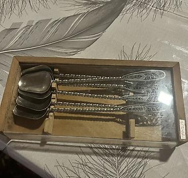 Gümüş rəngli dekorativ qaşıq dəsti Qədim - Komlekt: 6 ədəd dekorativ - şəkil 3