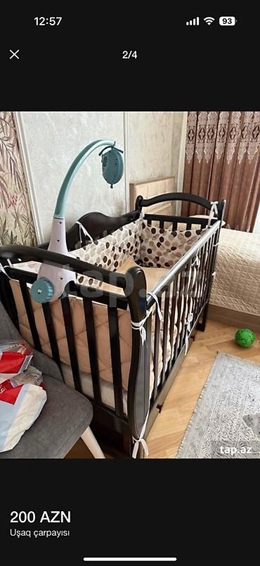 Uşaq çarpayısı – tünd ağac rəngli, klassik dizayn. - Material: ağac - şəkil 3