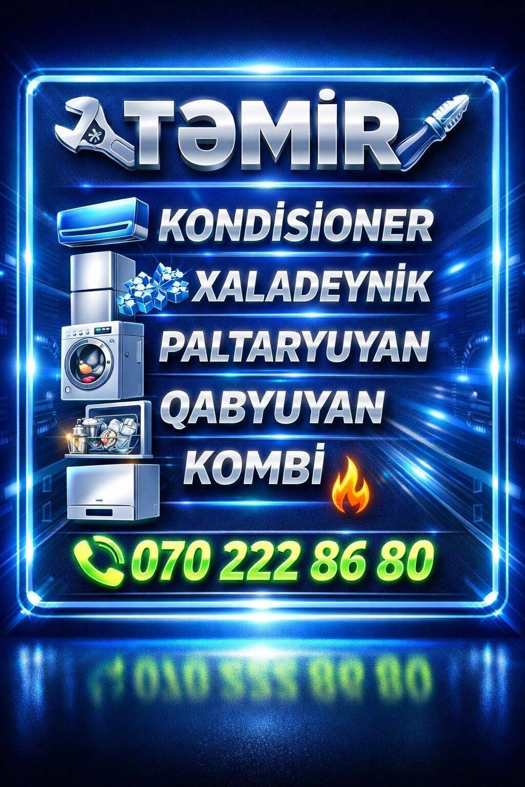 Məişət texnikasının təmiri və servisi Xidmət sahələri: - Kondisioner