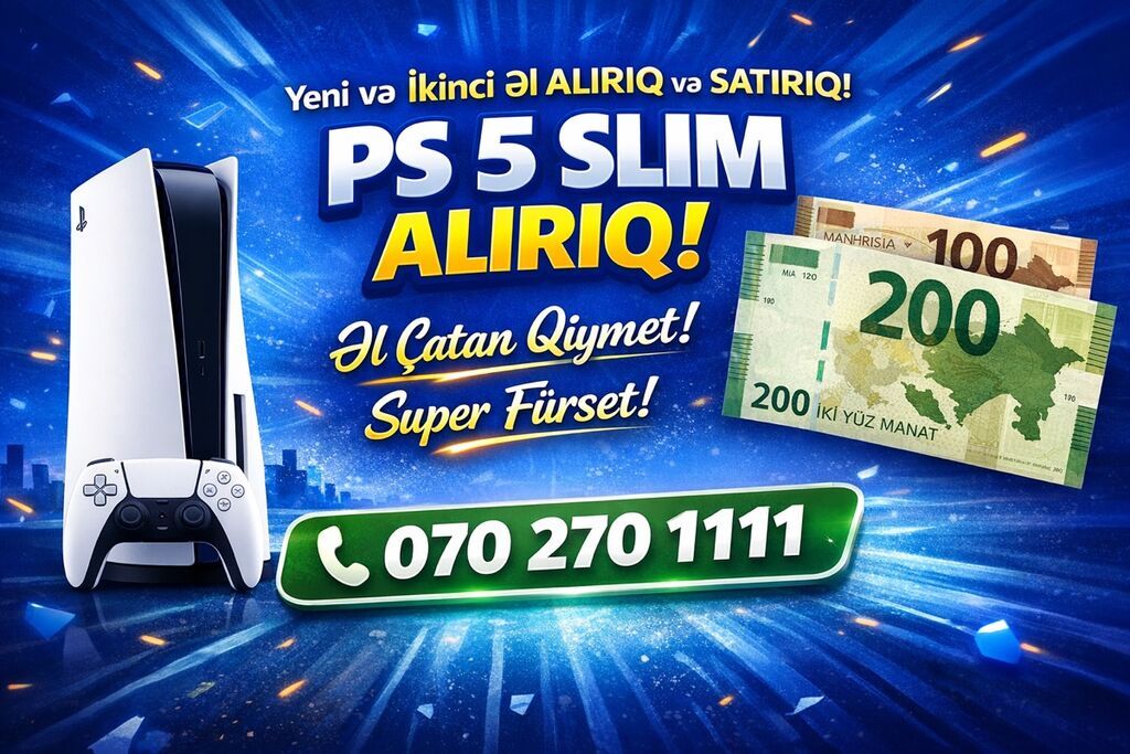 PS5 Slim oyun konsolu üzrə xidmət: - Yeni və ikinci əl PS5 Slim