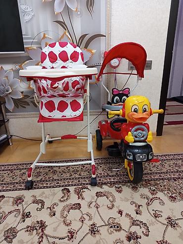 Uşaq yemək stulu – qırmızı-ağ alma naxışlı - Rahat və yumşaq - şəkil 5