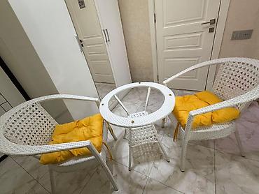 Balkon/teras, heyət,Bağ evi üçün 3 parçalı mebel dəsti yalniz masa - şəkil 4