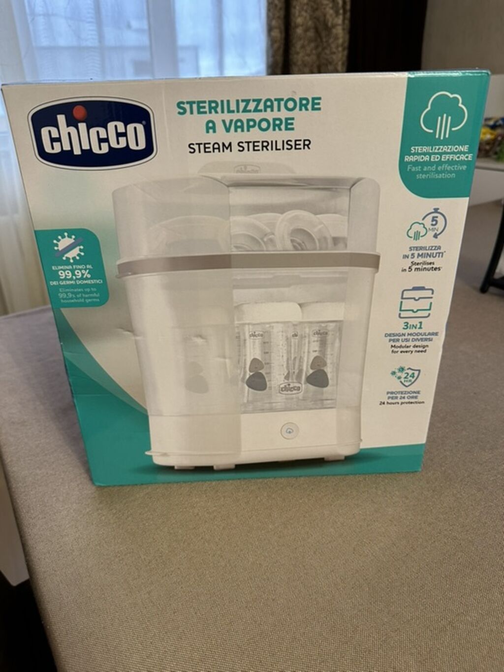 Chicco Steam Steriliser — buxarlı sterilizator - 3‑ü 1‑də modular