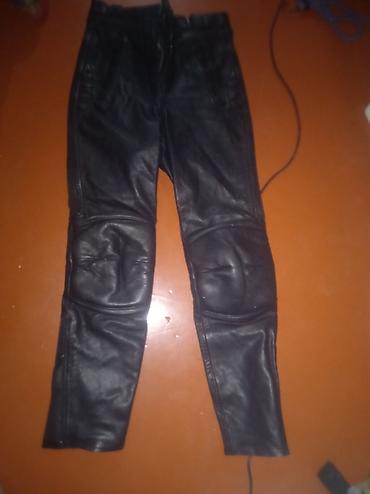 Qara dəri motosiklet şalvarı - Material: qalın, dayanıqlı dəri S - şəkil 3