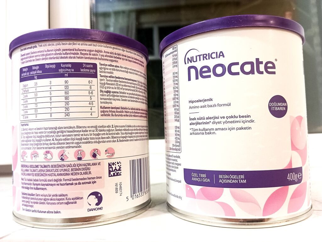 Neocate uşaq qidası. Alergik və ana südünə əks göstəricisi olan