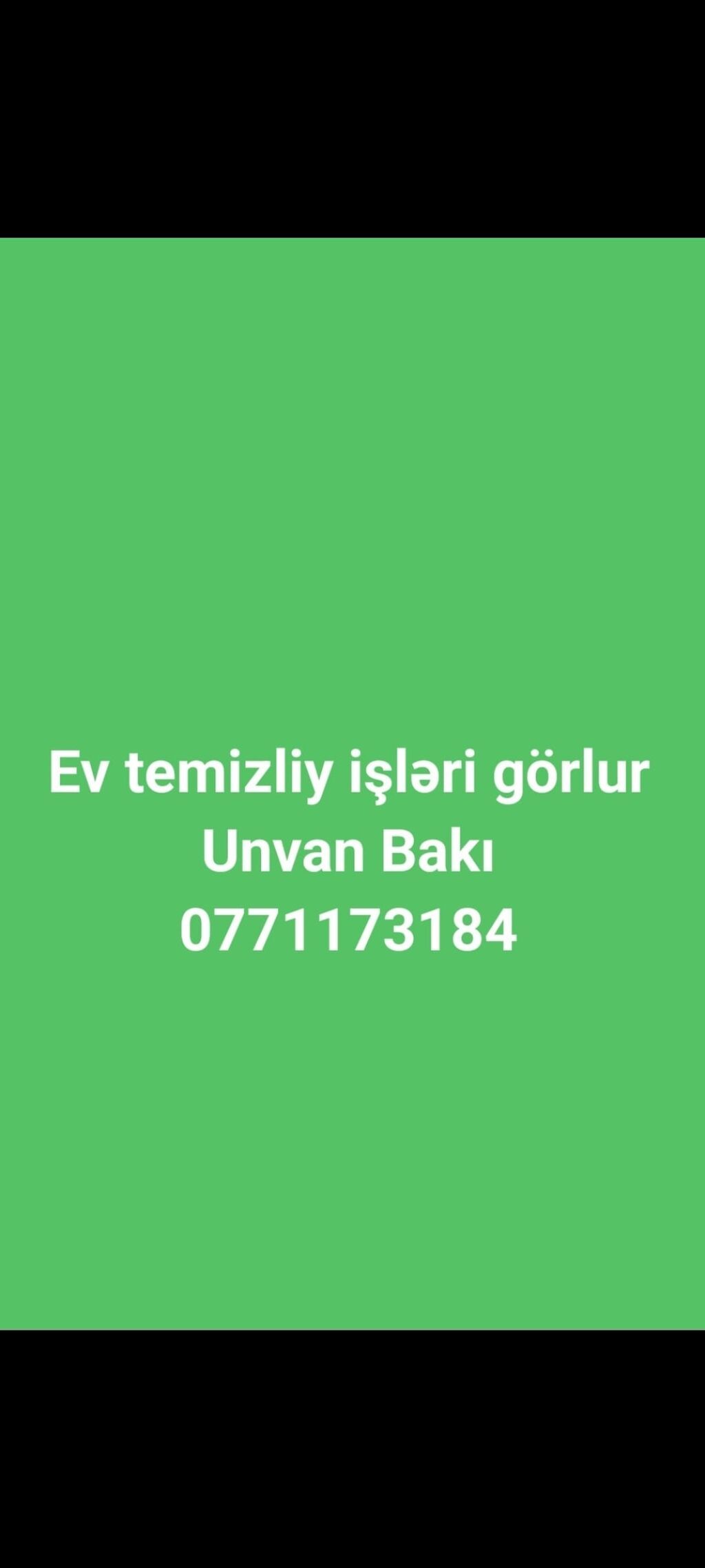 Xidmət: Ev və bağ təmizliyi Məkan: Bakı Təklif olunan işlər: - Mənzil