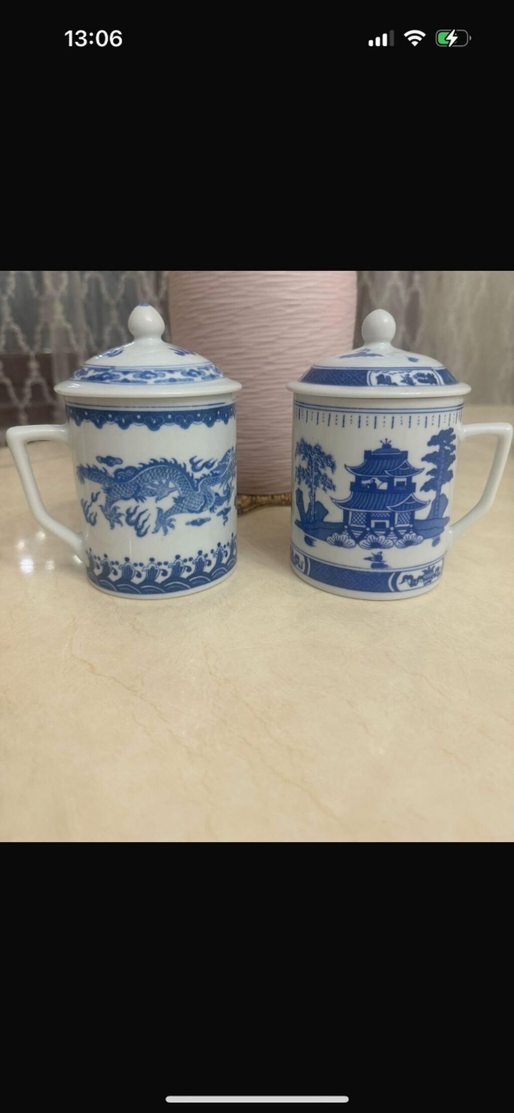 Məhsul: Qapaqlı porselen fincanlar (2 ədəd) Təsvir: - Klassik mavi-ağ