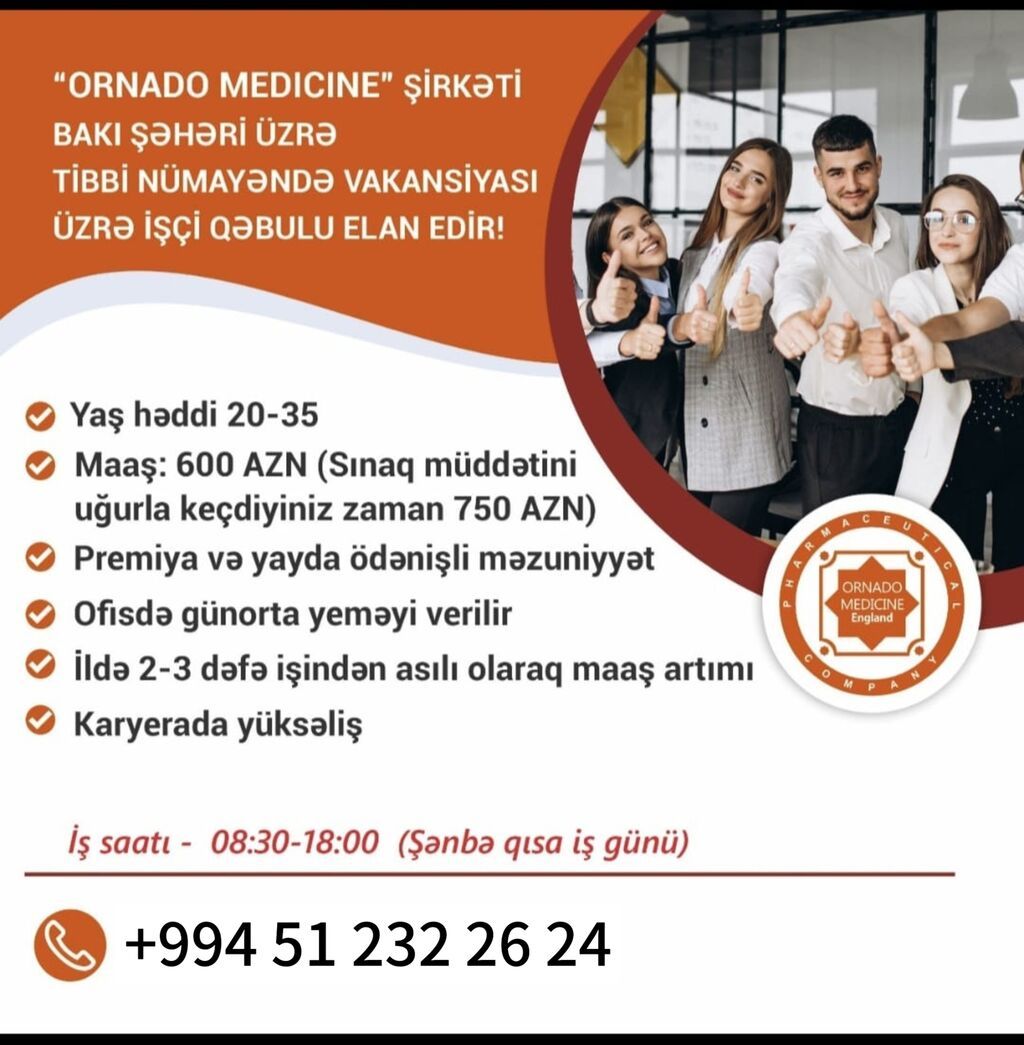 -Yaş həddi 20-35 -Maaş: 600 AZN (Sınaq müddətini uğurla keçdiyiniz