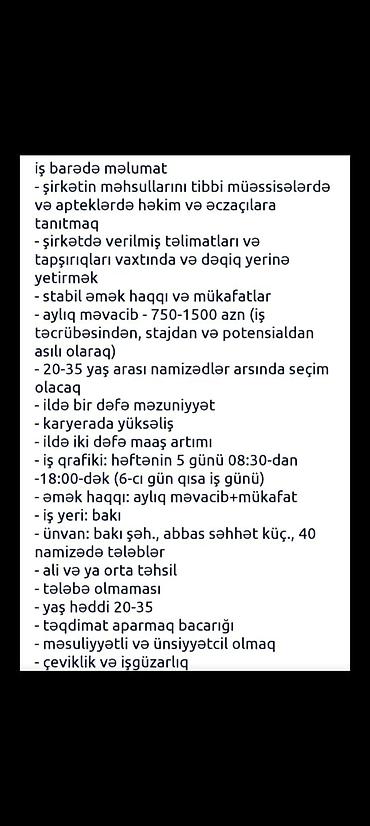 -Yaş həddi 20-35 -Maaş: 600 AZN (Sınaq müddətini uğurla keçdiyiniz - şəkil 3