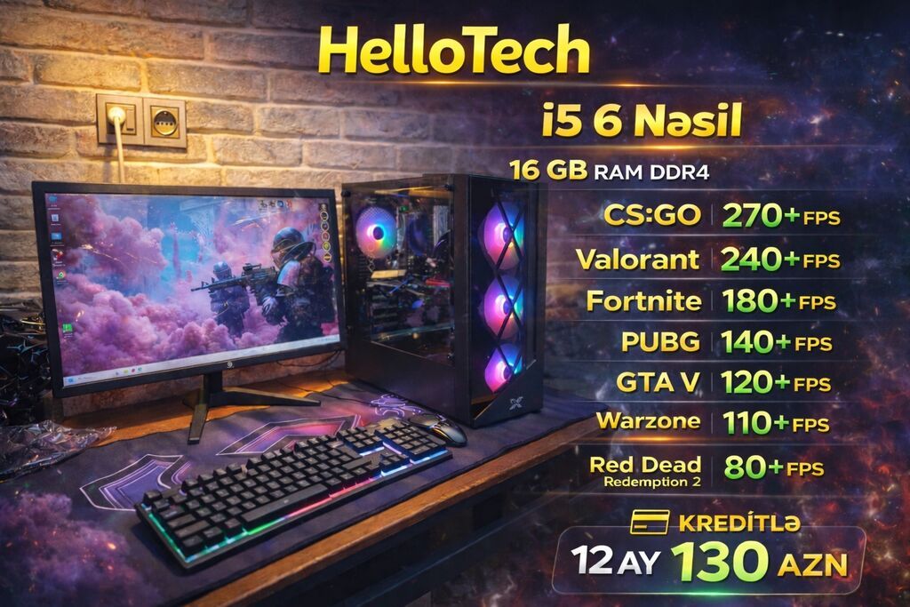 Gaming kompüter seti – HelloTech i5 6-cı nəsil Texniki göstəricilər