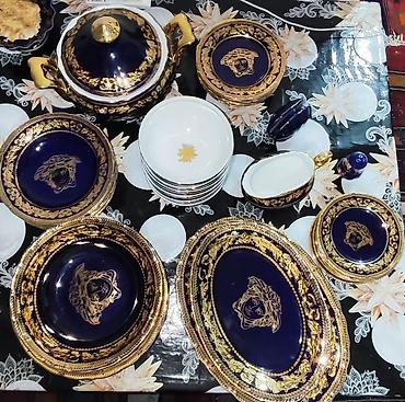 Nahar dəsti, rəng - Göy, Farfor, Versace, 6 nəfərlik, Azərbaycan - şəkil 2