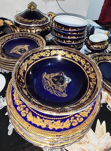 Nahar dəsti, rəng - Göy, Farfor, Versace, 6 nəfərlik, Azərbaycan - şəkil 4