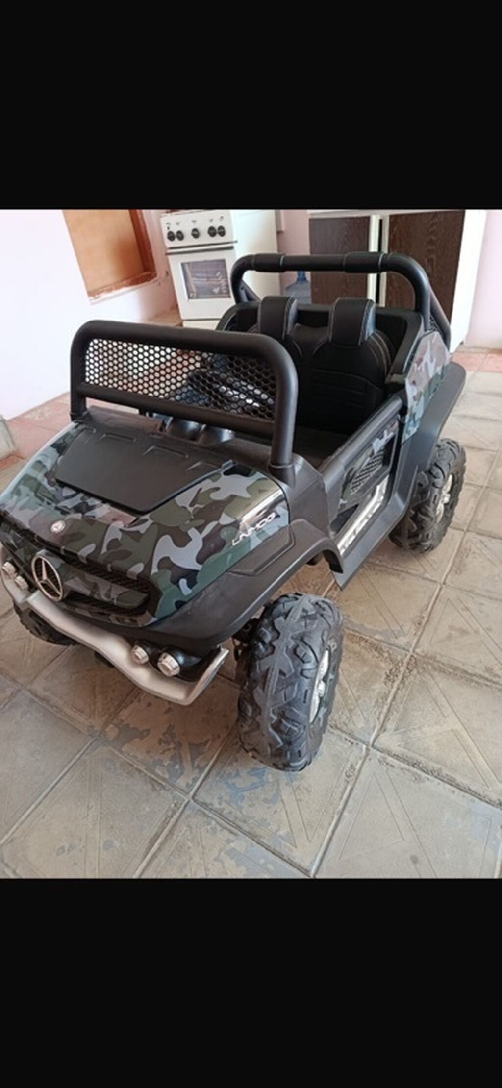 Uşaq üçün elektrikli minik maşını – ofroud tərzində, kamuflyaj rəngli