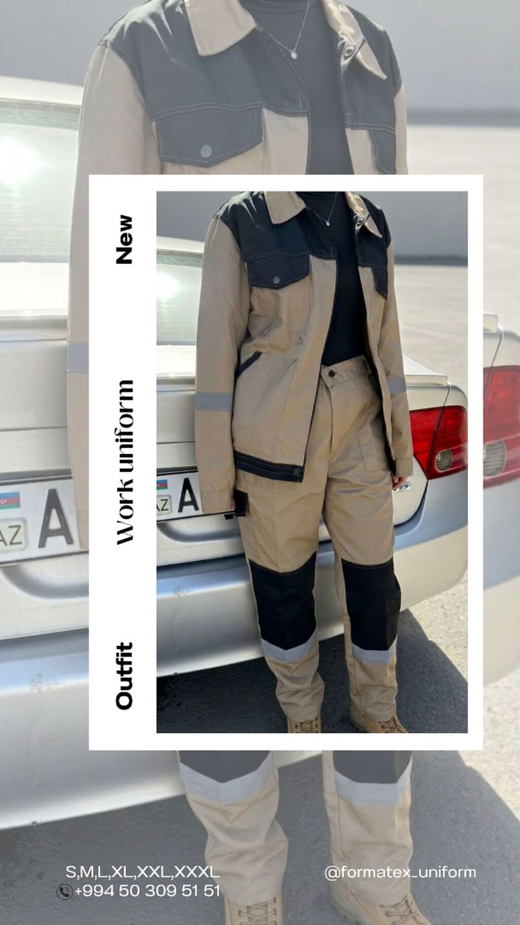 İş geyimi – Yeni model - Komplekt: jaket + şalvar - Rəng: bej/qara