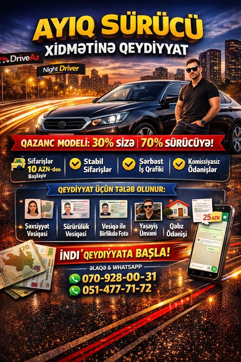 🚘 AYIQ SÜRÜCÜ XİDMƏTİNƏ QEYDİYYAT 📌 Mesajı sona qədər oxuyaraq bütün
