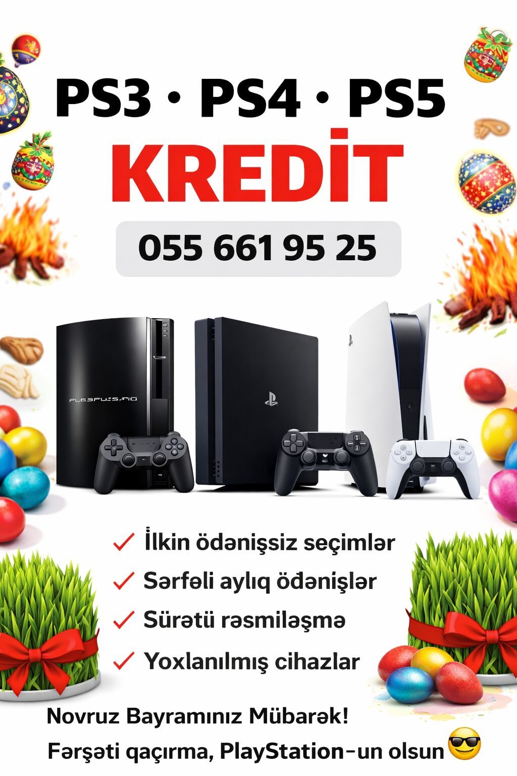 PlayStation konsolları kreditlə - Modellər: PS3, PS4, PS5 -