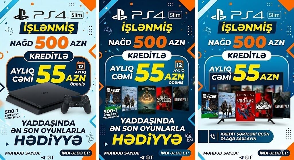 PlayStation 4 Slim – işlənmiş - Nağd qiymət: 500 AZN - Kreditlə