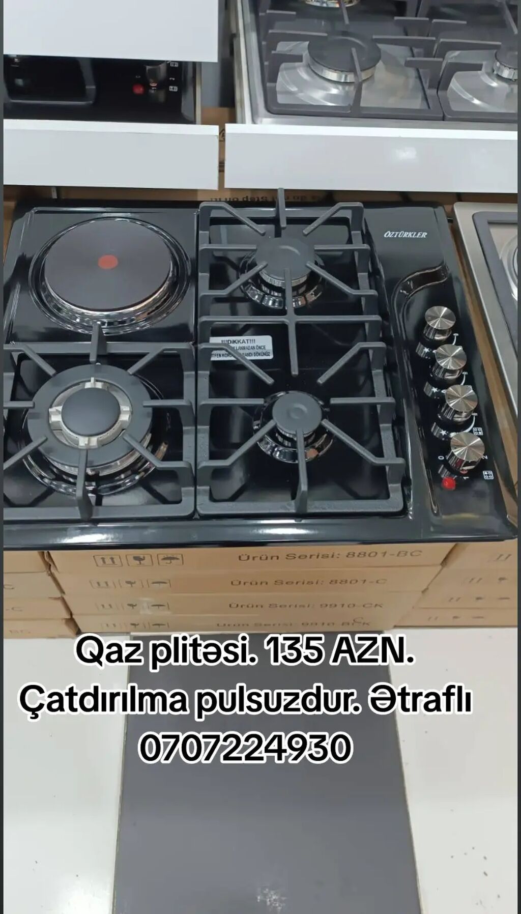 Qaz sobası Quraşdırılan, 4 gözlü, Yeni